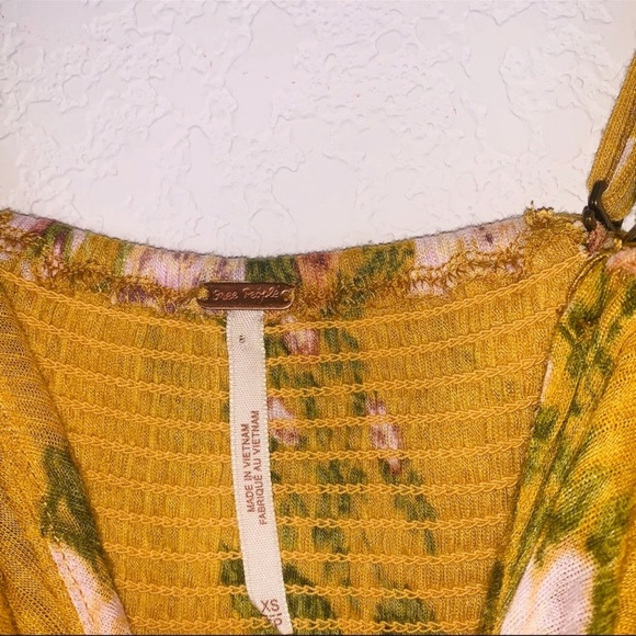 Free People Mirage yellow floral tube top flounce smocked size XS - Picture 14 of 15